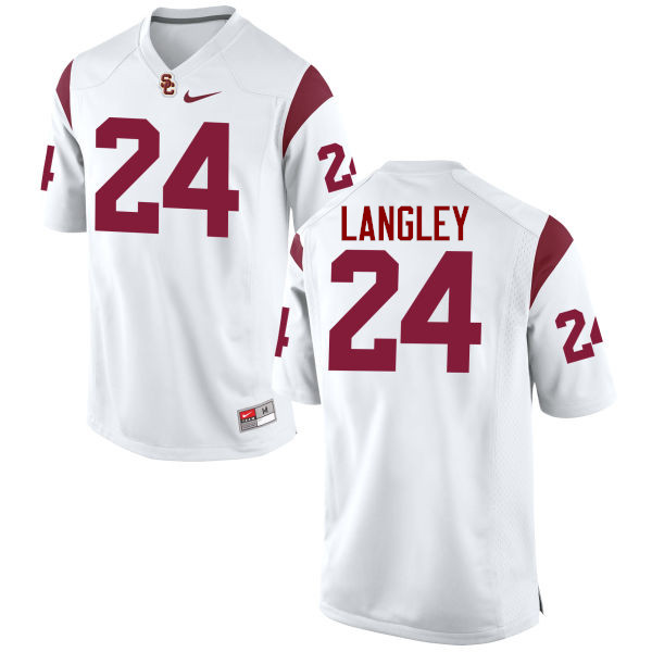 Men #24 Isaiah Langley USC Trojans College Football Jerseys-White - Click Image to Close